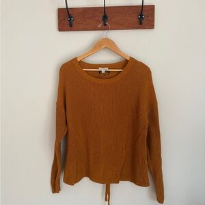 Lucky Brand Burnt Orange Knit Sweater with Lace-Up Back – Size L